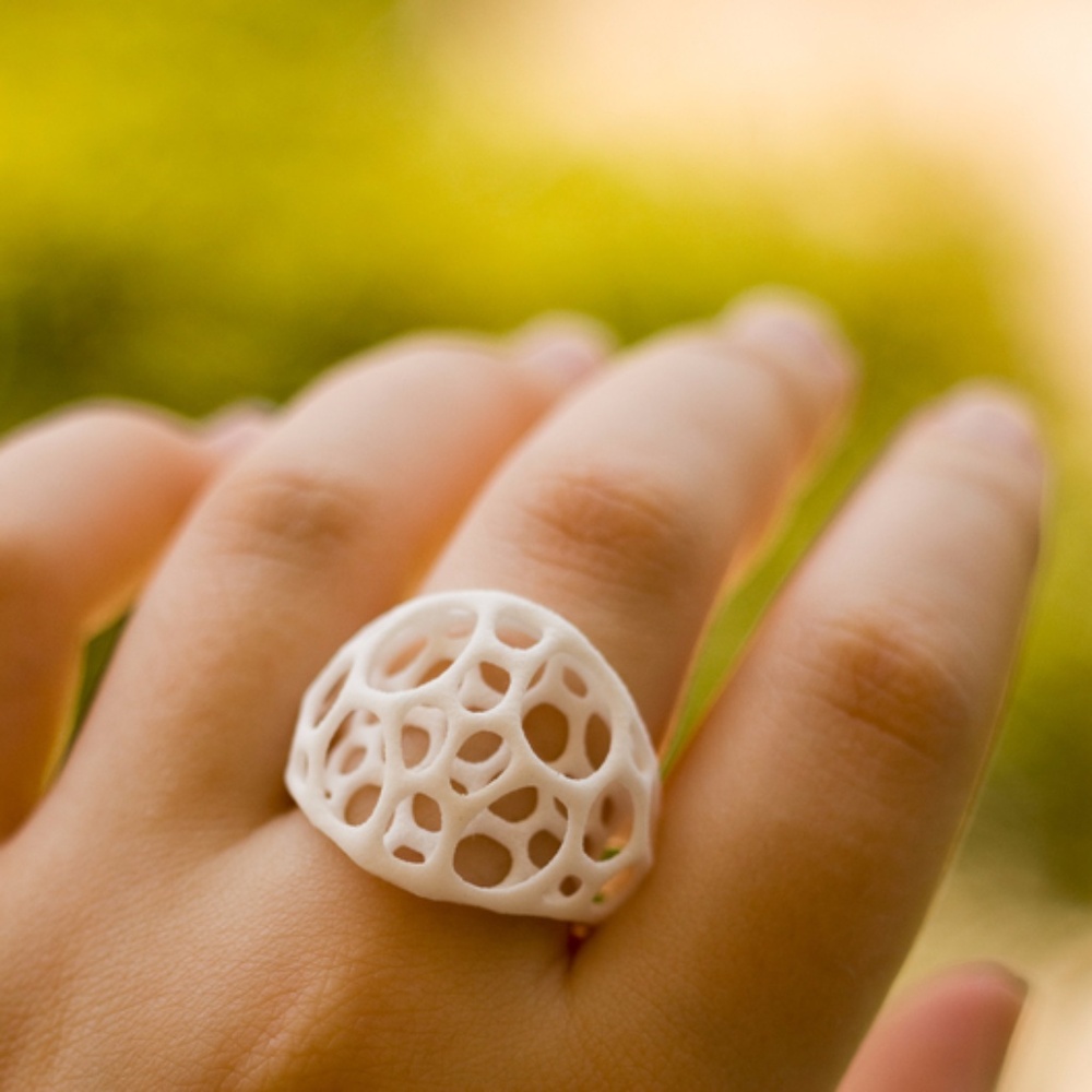 Sculpted Openwork Dome Ring in White